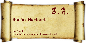 Berán Norbert névjegykártya